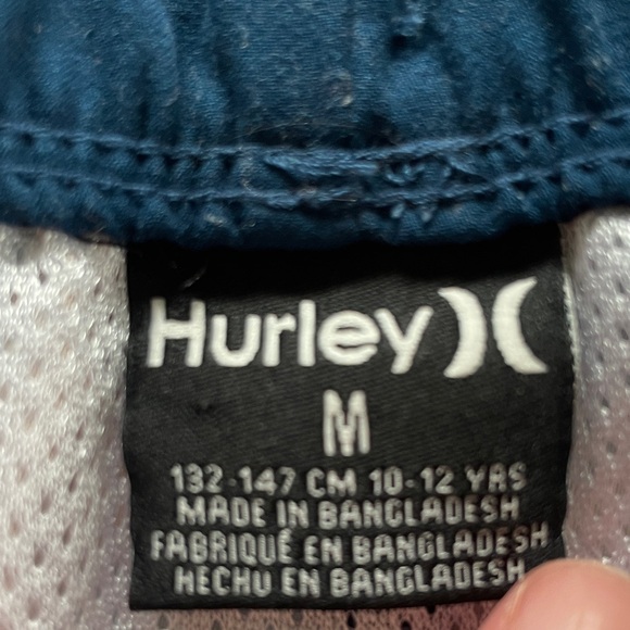 Hurley Navy Swim Shorts with Neon Wave Stripes - Picture 3 of 4